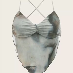 SHEIN Abstract Mesh Cami Top – Tie Back Detail size L